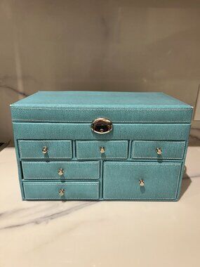 Jewellery Box - Embossed Blue Vinyl